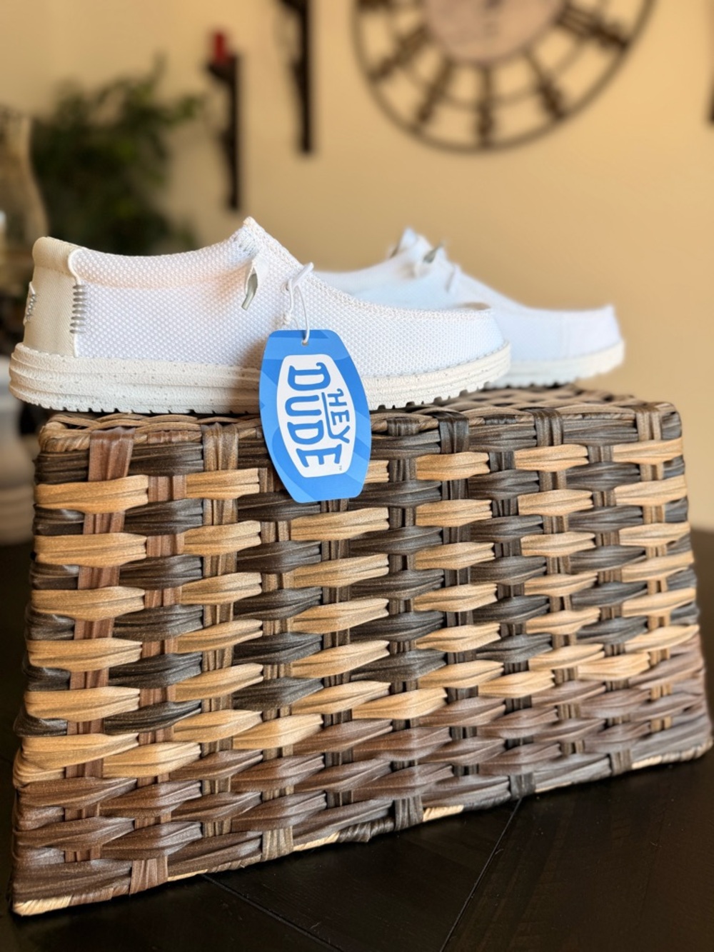 Hey Dude White Canvas Slip-On Sneakers